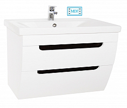 BASE AND WASHBASIN SERIES 730, 80CM, SUSPENDED WITH DRAWERS, RUSTIC WHITE
