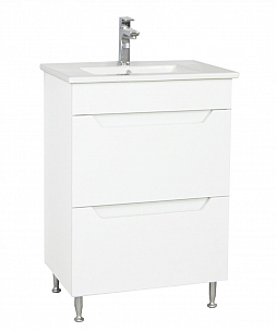 MDF BASE AND WASHBASIN, SERIES 056 60CM, DRAWERS, WHIT