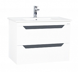 KIT MDF BASE AND WASHBASIN, SERIES 056 70CM, SUSPENDED WITH DRAWERS, WHITE ANTHRACIT