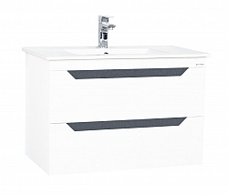 KIT MDF BASE AND WASHBASIN, SERIES 056 80CM, SUSPENDED WITH DRAWERS, WHITE ANTHRACIT