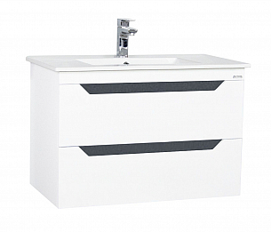 MDF BASE AND WASHBASIN, SERIES 056 80CM, SUSPENDED WITH DRAWERS, WHITE ANTHRACIT