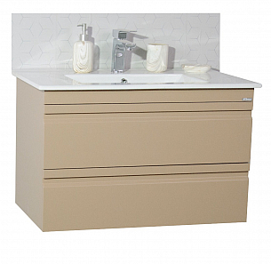 BASE AND WASHBASIN SERIES 086, 80CM, SUSPENDED WITH DRAWERS, CAPPUCINO