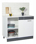 Bottom corner kitchen cabinet SARONA 100cm left/right, chipboard, WHITE/ANTHRACIT_0