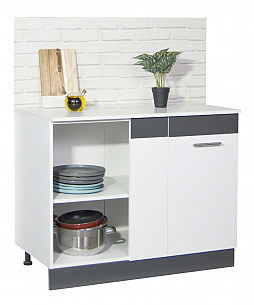 Bottom corner kitchen cabinet SARONA 100cm left/right, chipboard, WHITE/ANTHRACIT