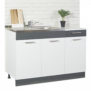 Bottom kitchen cabinet SARONA 120cm WITH DRAWER, chipboard, WHITE/ANTHRACIT