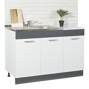 Bottom kitchen cabinet SARONA 120cm, chipboard, WHITE/ANTHRACIT