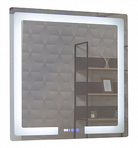 MIRROR WITH LED LIGHTING, DEFOG FUNCTION, CLOCK AND THERMOMETER, MD1, 80*80CM
