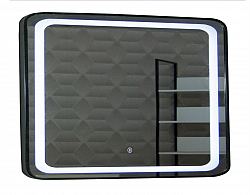 Mirror with LED lighting and touch switch, MD3, 80*60cm, black frame