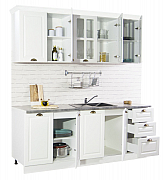 MDF Kitchen cabinet set SQUARE 200.02cm, rustic white_1