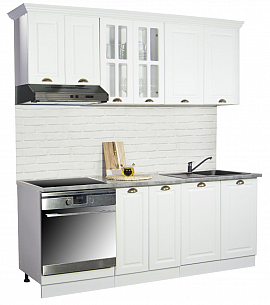 MDF Kitchen cabinet set SQUARE 200cm, rustic white