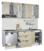 MDF Kitchen cabinet set 200.01cm, drawers, rustic beech_1