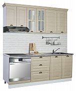 MDF Kitchen cabinet set 200.01cm, drawers, rustic beech_0