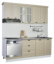 MDF Kitchen cabinet set 200.01cm, drawers, rustic beech