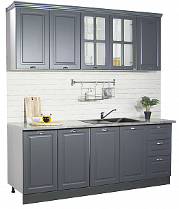 MDF Kitchen cabinet set SQUARE 200.02cm, anthracit