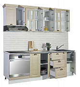 MDF Kitchen cabinet set 220cm, rustic beech_1