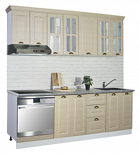 MDF Kitchen cabinet set 220cm, rustic beech