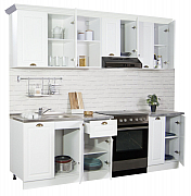 KITCHEN set 240CM with drawer, MDF FRONT, rustic WHITE_1