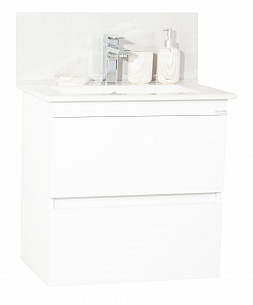 BASE AND WASHBASIN SERIES 386, SUSPENDED WITH DRAWERS 60CM, WHITE