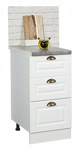 BASE CABINET KITCHEN SQUARE 40 CM WITH DRAWERS MDF WHITE