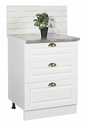 BASE CABINET KITCHEN SQUARE 60 CM WITH DRAWERS MDF WHITE