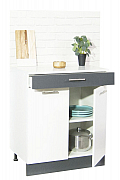 Bottom kitchen cabinet SARONA 60cm with drawer, chipboard, WHITE/ANTHRACIT_1