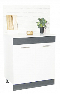 Bottom kitchen cabinet SARONA 60cm, chipboard, WHITE/ANTHRACIT