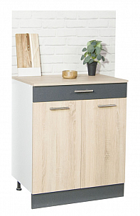 Bottom kitchen cabinet SARONA 60cm with drawer, chipboard, SONOMA/ANTHRACIT