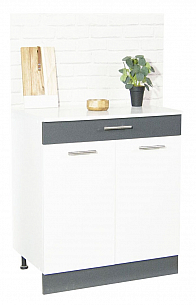 Bottom kitchen cabinet SARONA 60cm with drawer, chipboard, WHITE/ANTHRACIT