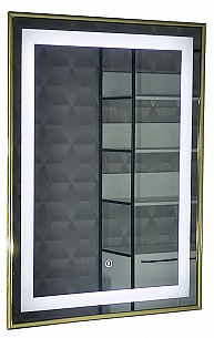 MIRROR WITH LED LIGHTING AND TOUCH SWITCH, MD4, 60 * 80CM GOLDEN FRAME