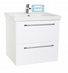 MDF Base and washbasin, series 754, 70cm, suspended with drawers, WHITE