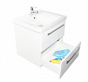 MDF BASE AND WASHBASIN, SERIES 754, 60CM, SUSPENDED WITH DRAWERS, WHITE_2