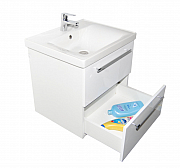MDF Base and washbasin, series 754, 70cm, suspended with drawers, WHITE_2