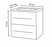 MDF BASE AND WASHBASIN, SERIES 754, 55CM, SUSPENDED WITH DRAWERS, WHITE_3