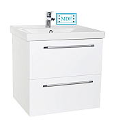 MDF BASE AND WASHBASIN, SERIES 754, 55CM, SUSPENDED WITH DRAWERS, WHITE_0