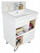 BASE AND WASHBASIN FROM MDF, METALIC LEGS, SERIES 760 60CM, WHITE/SONOMA_2