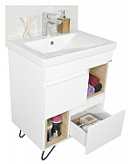 BASE AND WASHBASIN FROM MDF, METALIC LEGS, SERIES 760 60CM, WHITE/SONOMA_1
