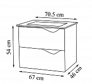 BASE AND WASHBASIN KIT SERIES 797, 70CM, SUSPENDED WITH DRAWERS, WHITE_6