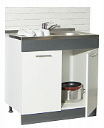 Bottom kitchen SINK cabinet  SARONA 80cm, chipboard, WHITE/ANTHRACIT_1