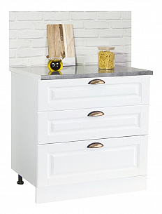 BASE CABINET KITCHEN SQUARE 80 CM WITH DRAWERS MDF WHITE