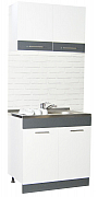 Bottom kitchen SINK cabinet  SARONA 80cm, chipboard, WHITE/ANTHRACIT_3