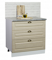 BASE CABINET KITCHEN SQUARE 80 CM WITH DRAWERS MDF RUSTIC BEECH