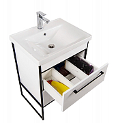 MDF BASE AND WASHBASIN WITH METAL FRAME, SERIES 740, 60CM, WHITE_1