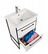 MDF BASE AND WASHBASIN WITH METAL FRAME, SERIES 740, 60CM, WHITE_2