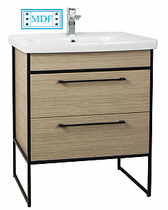 MDF BASE AND WASHBASIN WITH METAL FRAME, SERIES 740, 70CM, BEECH