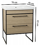 MDF BASE AND WASHBASIN WITH METAL FRAME, SERIES 740, 70CM, BEECH_5