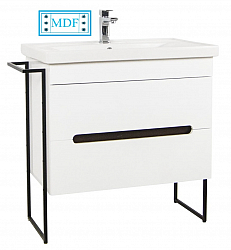 MDF BASE AND WASHBASIN WITH METAL FRAME, SERIES 750, 80CM, WHITE