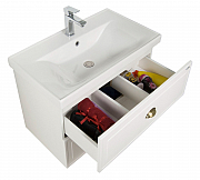 MDF BASE AND BADENMOB WASHBASIN, SERIES 796, 80CM, SUSPENDED WITH DRAWERS,RUSTIC WHITE_1