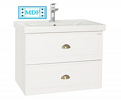 MDF BASE AND BADENMOB WASHBASIN, SERIES 796, 80CM, SUSPENDED WITH DRAWERS,RUSTIC WHITE
