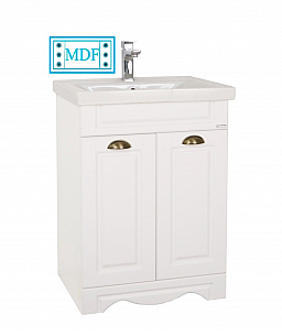 MDF BASE AND WASHBASIN, SERIES 772, 60CM, RUSTIC WHITE