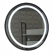 Mirror with LED lighting and touch switch, MD3, d60cm, black frame_0